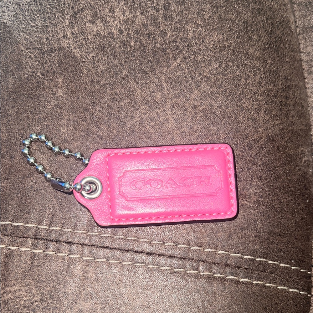 Coach Vibrant Pink Leather bag tag new the bigger one